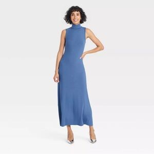 Women's Knit Midi Shift Dress - A New Day Blue